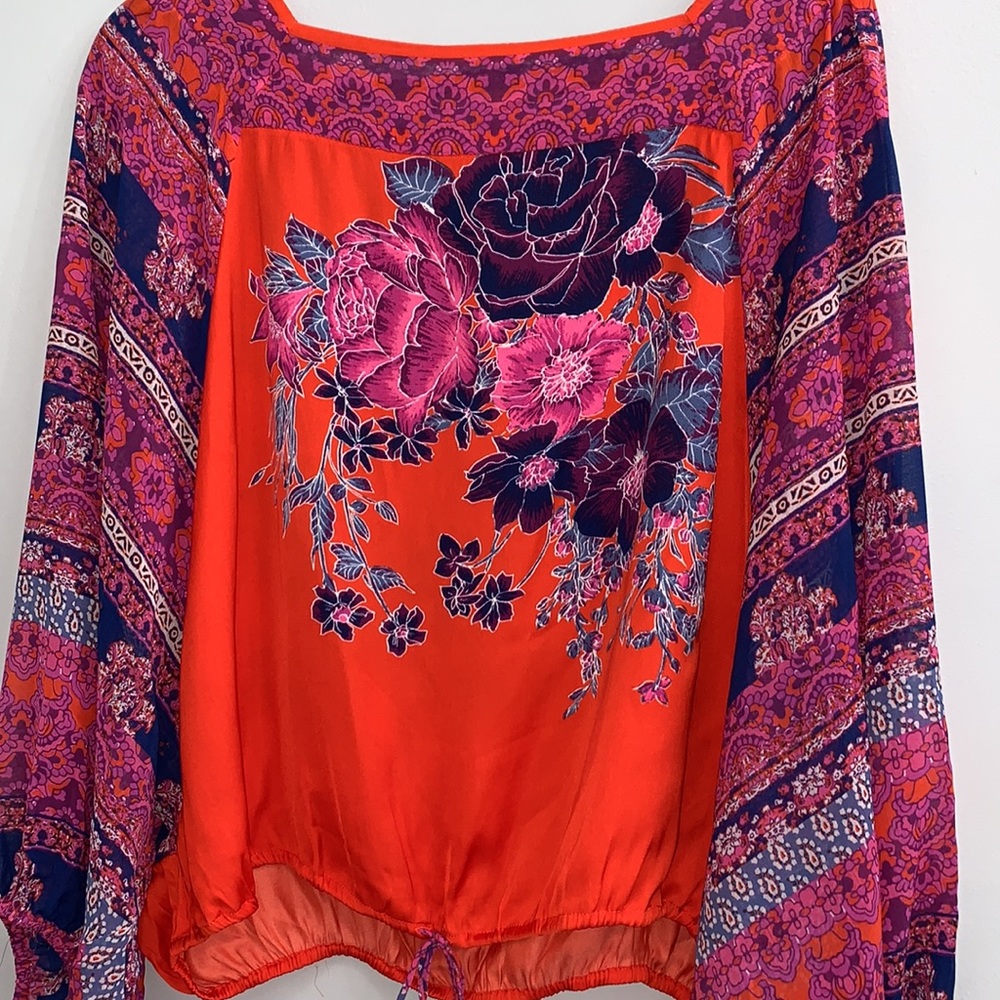 Free People Blue Nile Blouson Sleeves Pop
Combo Color Blouse - Picture 4 of 6